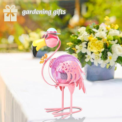 MUMTOP Flamingo Solar Lights Outdoor, Decorative Waterproof LED Solar Lanterns for Patio Garden Yard, Pink Flamingo Tabletop Decorations