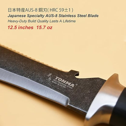 TONMA Hori Hori Garden Knife [Made in Japan] Heavy Duty Stainless Steel Japanese Hori Knife with Sheath Garden Tools for Weeding, Digging, Cutting, Pruning, 7.25-Inch Blade, Full Tang