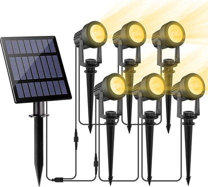 Solar Spot Lights Outdoor, Landscape Spotlights IP65 Waterproof 9.8ft Cable, Dusk to Dawn Solar Uplights for Tree Garden Yard Driveway Porch Walkway Pool (6-in-1, 3000K Warm White)