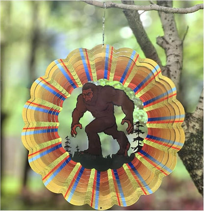 Bigfoot Wind Spinner Outdoor Mental Kinetic Wind Spinner for Garden Yard Decor Bigfoot Sasquatch Gifts Hanging Lawn Ornaments Wind Sculpture Wind Catcher with 3D Visual Effect (12''-1pc, Bigfoot)