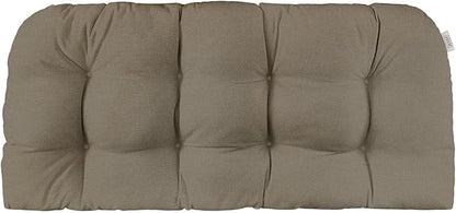 RSH DECOR Sunbrella Tufted Wicker Loveseat Cushion | 44” x 22" | Water and Fade-Resistant Performance Fabric | Outdoor Settee Cushion for Patio Furniture | Made in USA (Cast Shale Brown)