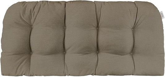 RSH DECOR Sunbrella Tufted Wicker Loveseat Cushion | 44” x 22" | Water and Fade-Resistant Performance Fabric | Outdoor Settee Cushion for Patio Furniture | Made in USA (Cast Shale Brown)