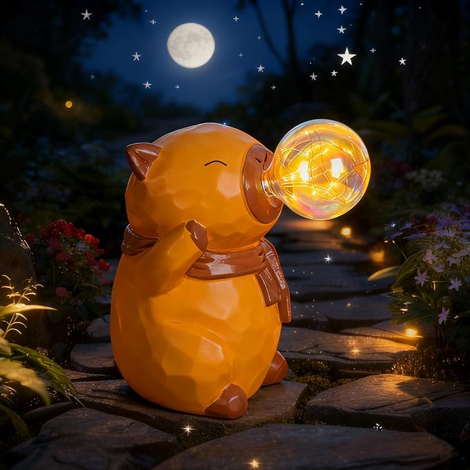 Capybara Solar Lights Outdoor Waterproof Garden Statue with Lights for Women Mom Grandma Garden Decor for Outside Patio Yard Porch