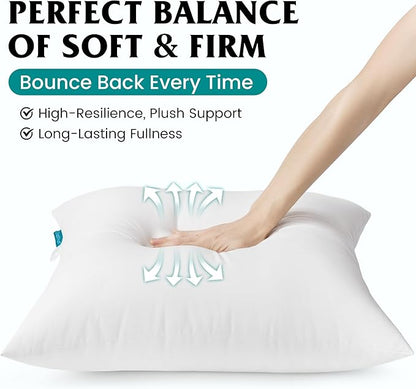 Oubonun 26x26 Waterproof Outdoor Pillow Inserts – Set of 2 Soft & Fluffy, Water Resistant Throw Pillows for Patio, Garden, Porch, or Indoor Decorative