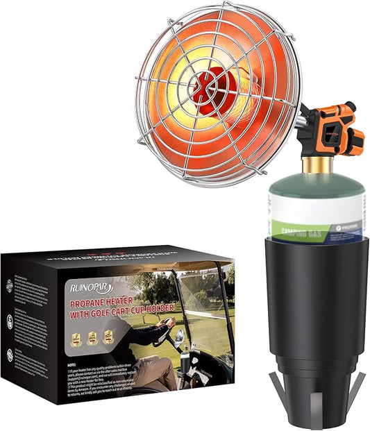 Golf Cart Heater,9200BTU Outdoor Propane Patio Heater with Golf Cart Cup Holder and Self Ignition for EZGO Yamaha Club Car,Most Golf Cart-Fuel Cylinder not included