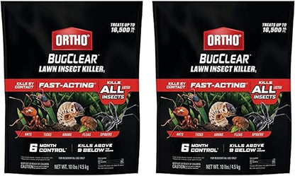 Ortho BugClear Lawn Insect Killer1: Treats up to 16,500 sq. ft., Protect Your Yard & Garden Against Ants, Spiders, Ticks, Armyworms, Fleas & Grubs, 10 lbs. (Pack of 2)