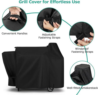 SunPatio Grill Cover Compatible with Pit Boss 820, 850, Durable Waterproof Wood Pellet Grill Cover, UV & Fade Resistant Outdoor BBQ Protector
