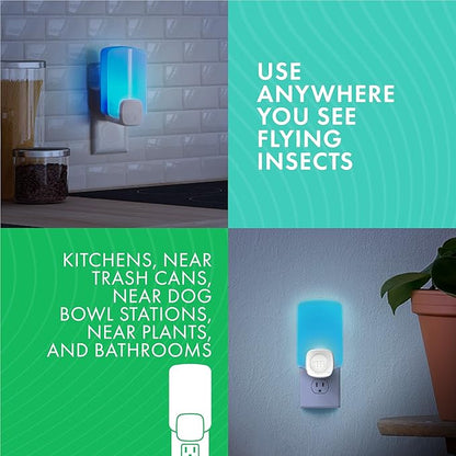 STEM Light Trap: Indoor Fruit Fly Trap, Effective Insect Control for Home, Attracts and Traps Flying Insects, Emits Soft Blue Light, Starter Kit with 2 Plug-in Devices and 4 Catridges