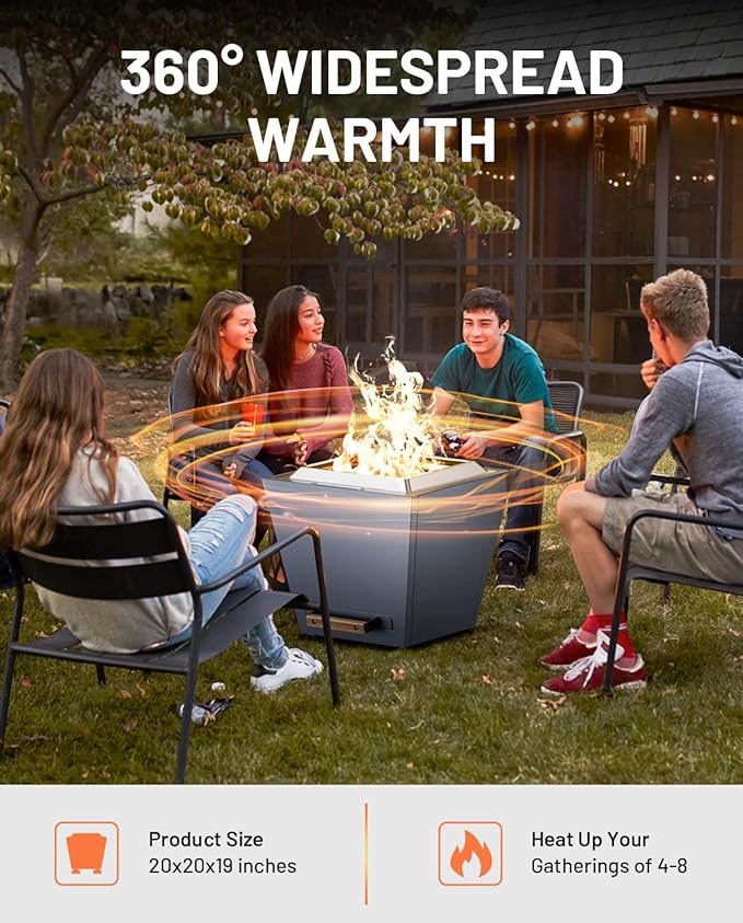 LEGACY HEATING Smokeless Fire Pit, Portable Outdoor Firepits 20 inch, Carry Handle for Backyard Patio Camping Bonfire, Stainless Steel, Ideal for 4-8 People, 32.19 lbs, Blue, Cyberpit One