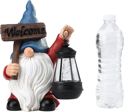 Garden Gnome Outdoor Decoration Solar Gnomes Statue with Lantern LED Lights,Terrace Courtyard Lawn Patio Porch Fall Decoration Halloween Christmas Housewarming Gift for Mom Women, Gnome Blue
