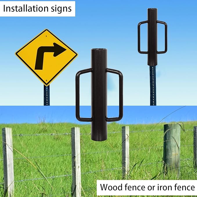 MIXXIDEA 11LB T Post Driver Heavy Duty Fence Post Driver Post Pounder with Handle Steel Post Hole Digger Hand Post Rammer for T-Posts，U Channel,U Fence Post Wooden Post 16.8 Inch