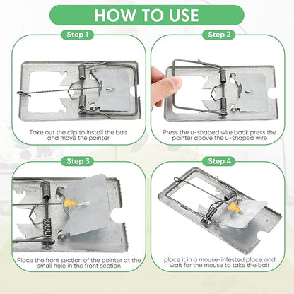 Qualirey 24 Pcs Classic Metal Rat Traps Reusable Mouse Trap Humane Effective Snap Rat Killer That Work for Indoor Outdoor Mice Voles and Small Rodents Control(Silver)