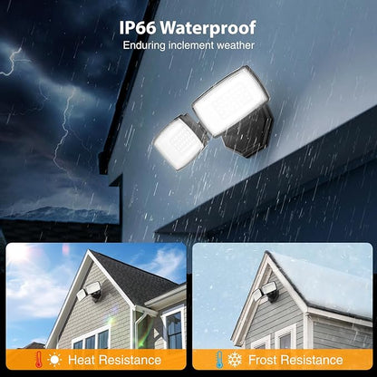 Onforu 3200LM Flood Lights Outdoor, 32W 6500K LED Security Light Manual Switch Controlled, IP66 Waterproof Outdoor Lights, Wall Mount Exterior Flood Light with 2 Adjustable Heads Floodlights Outside