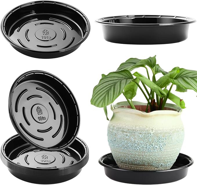 Plant Saucer 15 Pack Plant Trays for Pots 10 Inch Plastic Plant Saucers for Outdoors and Indoors Black Drip Trays for Potted Plants Flower Pot Plates to Catch Water Plant Drainage Dishes No Holes