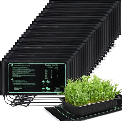ROCEEI 6 Pack Durable Seedling Heat Mat 10 x 20.75 Waterproof Plant Heating Pad Warm Hydroponic Grow Mat for Greenhouse Grow Seed Starting Plant Germination (Black,Green)