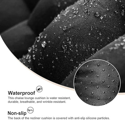 ERWUDEling Zero Gravity Lounge Chair Cushion Replacement 67 Inch, Thick & Soft Patio Furniture Cushion for Outdoor/Indoor Use, Waterproof Non-Slip with 8 Ties, Black (19 x 67 x 4 Inches)