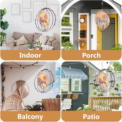 Horse Wind Spinner, 3D Hanging Stainless Steel Garden Spinner, Wind Spinner Hanging for Outdoor & Indoor Décor, Unique Gifts for Yard Garden Decoration or Patio Décor (Horse)