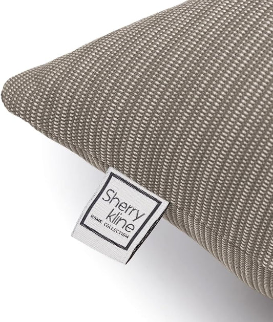Sherry Kline Island Breeze Indoor/Outdoor Square Filled Pillow, 18"x 18", Khaki 2 Count