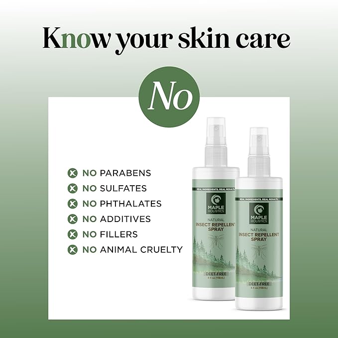 Natural Bug Repellent Spray for Body - DEET Free Bug Spray for Kids & Adults for Ticks Mosquitoes & Insects - Made with Citronella Rosemary & Lemongrass - Light Scent Vegan & Cruelty Free (8 Fl Oz)