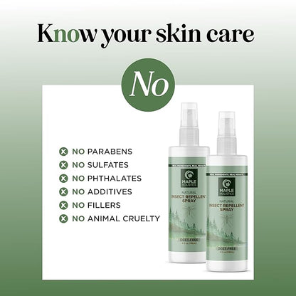 Natural Bug Repellent Spray for Body - DEET Free Bug Spray for Kids & Adults for Ticks Mosquitoes & Insects - Made with Citronella Rosemary & Lemongrass - Light Scent Vegan & Cruelty Free (8 Fl Oz)