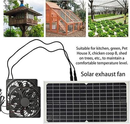 20W Solar Exhaust Fan for Chicken Coop, Sheds, Greenhouses, Dog Houses, Windows, Attics, Solar Powered Fan with Metal Frame, Easy Plug and Play Installation