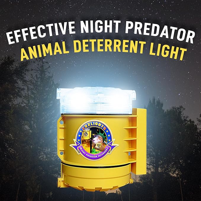 Foxlights Non-Solar Predator Deterrent Light – LED Night Guard Repeller for Chicken Coops, Poultry, Livestock, Gardens & Farms – Wildlife Control Against Foxes, Coyotes, Raccoons, Skunks & Bears