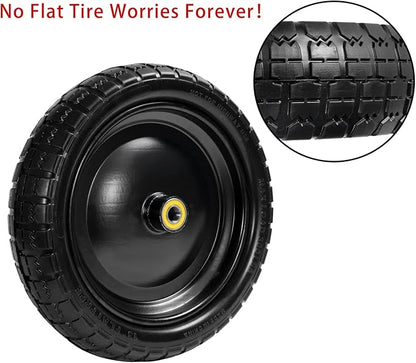 Parts Camp For Gorilla Cart Wheels 13-Inch replacement gorilla cart tires 4.00-6 Flat-free Solid Tire and Wheel For Hand Trucks/Garden Carts/Wheelbarrow/Dolly-5/8"Axle Borehole 2.1"Hub offset (2 Pack)