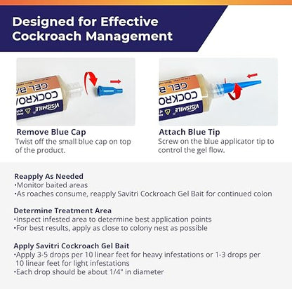 Roach Gel Bait Indoor and Outdoor: Cockroach Killer Repellents for German Cockroaches, Small Roaches – Cockroach Deterrent for Homes and Kitchens – Pet Safe Roach Control 4-Tubes