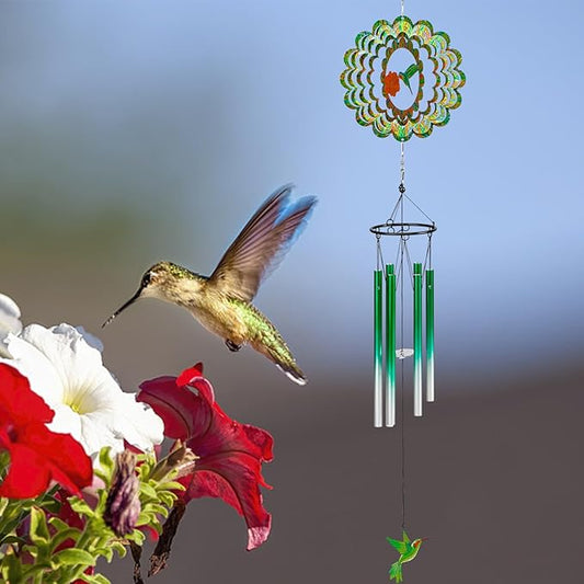 TUOKING Wind Chimes for Outside 3D Hummingbird Wind Spinner Windchimes Outdoor Hanging Decor for Garden Patio, Unique Gift for Mom,Women,Chimes Lovers