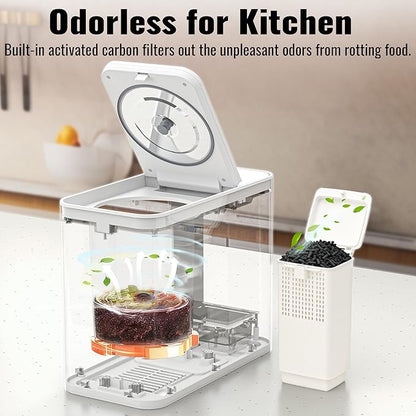 3L Electric Composter for Kitchen, Smart Compost Bin, Odorless|Low Noise|Auto-Cleaning|Fast 4-6H Food Waste to Fertilizer Conversion for Outdoor Use