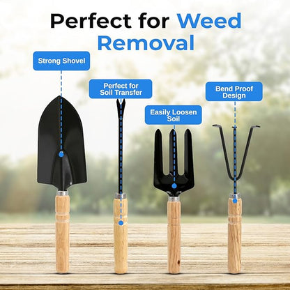 scuddles Gardening Tools for Women Stainless Steel Gardening Tools - Gardening Kit Garden Tools for Women Includes Shovel Trowel Fork Rake Gardening Gloves Perfect Gardening Gifts