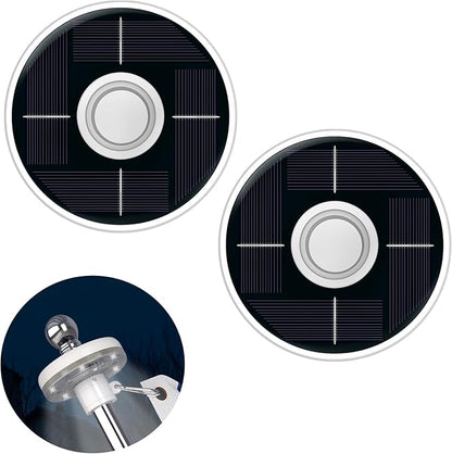 ZMTECH 2PC Solar Light for Flag Pole, Waterproof Outdoor Lighting for 5-10FT Flagpoles, Auto On/Off with Solar Charging, Fits 1in Diameter Poles (White)