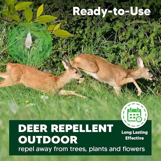 Deer Repellent, Rabbit Repellent Outdoor, Bunny Repellents, Deer and Rabbit Deterrent, Safe for Garden/Yard/Plants/Flowers, Lasting for 60 Days-10 Packs