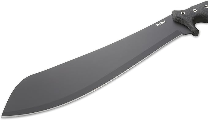 CRKT Halfachance Fixed Blade Parang Machete: 18 Inch Black Powder Coated Carbon Steel Parang Style Blade with Nylon Sheath for Survival, Hunting & Camping K920KKP