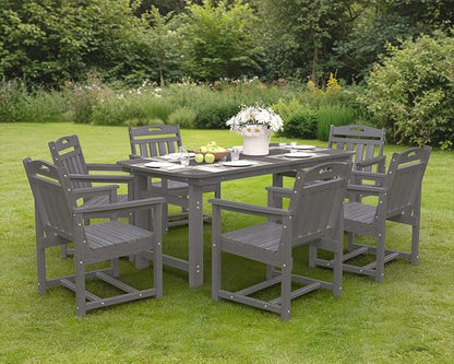 Ciokea HDPE Outdoor Dining Set 7-Piece Patio Table and Chairs with Umbrella Hole, All-Weather Patio Dining Set for 6, Durable Patio Furniture Set for Backyard, Garden, Lawn & Poolside, Grey
