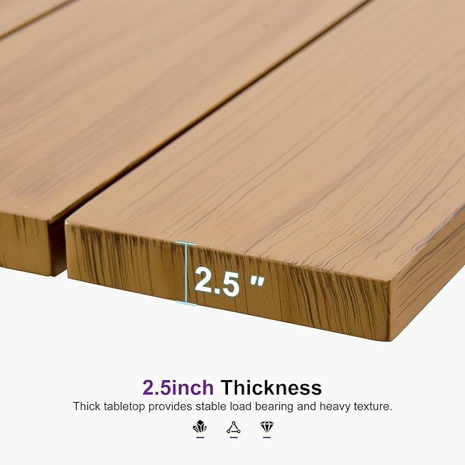 PURPLE LEAF Outdoor Dining Set for 18 All-Weather Aluminum 20 Piece Furniture Sets with Woodgrain Table and Rope Weave Chairs Included Cushions for Backyard Indoor Decor Kitchen Patio Set Teak Color
