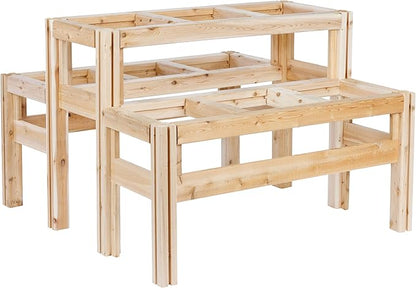 Greenes Fence Two-Tiers Nine Bucket Elevated Cedar Wood Garden Frame, 43 in. x 43 in. x 30 in. - Made in USA with North American Cedar