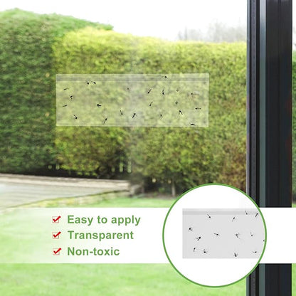 100 Pack Window Fly Trap, Fruit Fly Traps for Indoors, Fly Paper Sticky Strips, Fly Traps for Indoors Bug Catcher Clear