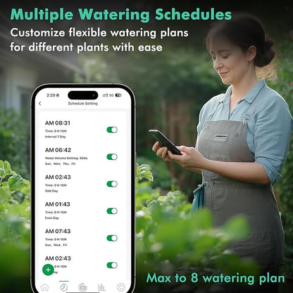 RESTMO Smart Sprinkler Timer with Flow Meter, Water Timer for Garden Hose, Brass Inlet & Outlet, Automatic Lawn & Yard Irrigation Watering System, APP Remote Control (2.4Ghz WiFi Connection)