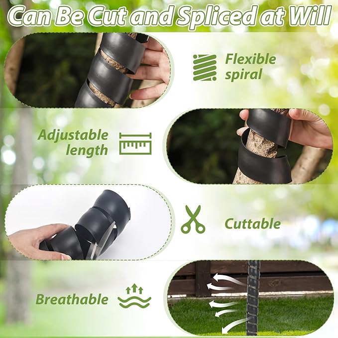 4 PCS Tree Trunk Protector, 16 Size Tree Protectors, Diameter Multiple Dimensions, Spiral Trunk Covers Protect The Bark from Deer and Rodents (Black)