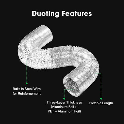 VIVOSUN Smart Air Filtration S8 Kit 8", AeroZesh S8 Inline Duct Fan with E12 Speed Controller, Carbon Filter & 25' Ducting, Cooling & Ventilation System for Grow Tents, Indoor Gardening, Hydroponics