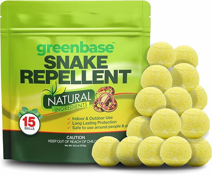 15 Pack Snake Repellent Balls for Yard – Natural Snake Away Repellent, Pet & Plant Safe, Indoor Outdoor Snake Deterrent for Lawn, Garden, Camping, Sheds, RVs, Basements – Long Lasting Protection