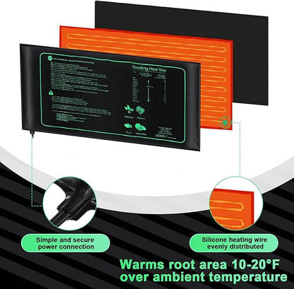 ROCEEI 16 Pack Durable Seedling Heat Mat 10 x 20.75 Waterproof Plant Heating Pad Warm Hydroponic Grow Mat for Greenhouse Grow Seed Starting Plant Germination