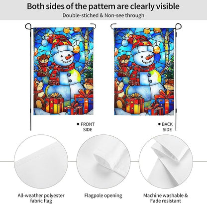 Christmas Snowman Garden Flag Vertical Double Sided Outdoor Yard Flags 12.5x18 Inch Burlap Banners for House Lawn