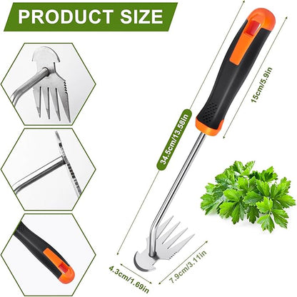 Weed Puller Tool,Portable Garden Weeder Tool,Crack Weeder Crevice, 4 Teeth Weeding Tool, L-Shaped Weeding Tool, Weeding Artifact Tool for Gardening(2 Pcs)