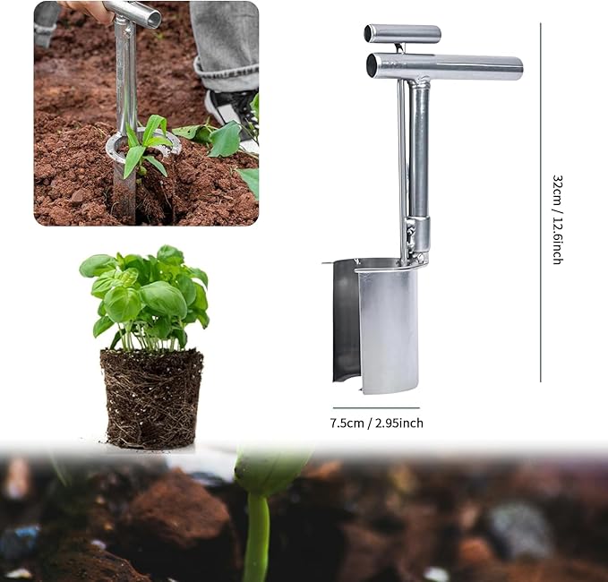 Bulb Planter Tool Garden Transplanter Tool for Digging, Lawn and Garden Tool Plant and Fruit Tree Seedling Transplanter Seed Planting Tools Hole Bulb Digger Tool Hole Maker for Planting