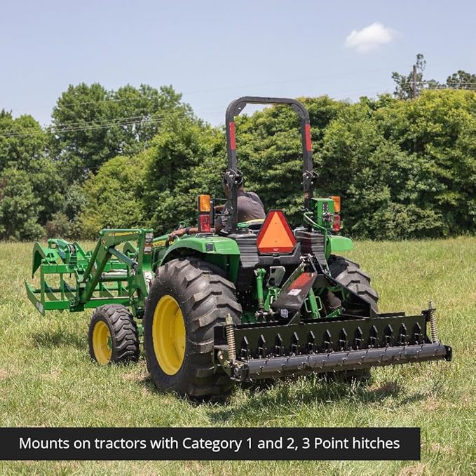 Titan Attachments 72in Soil Yard Pulverizer, Spiked Drum, Category 1 and 2, 3 Point, Quick Hitch Compatible