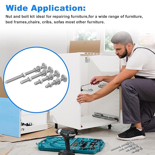 Wheelbarrow Handles Bolts Kit Replacement Wheelbarrow Rebuild 5/16 Stainless Carriage Nuts and Bolts Kit, Furniture Repair,Beds Sofa Table Chairs - 12 Pack