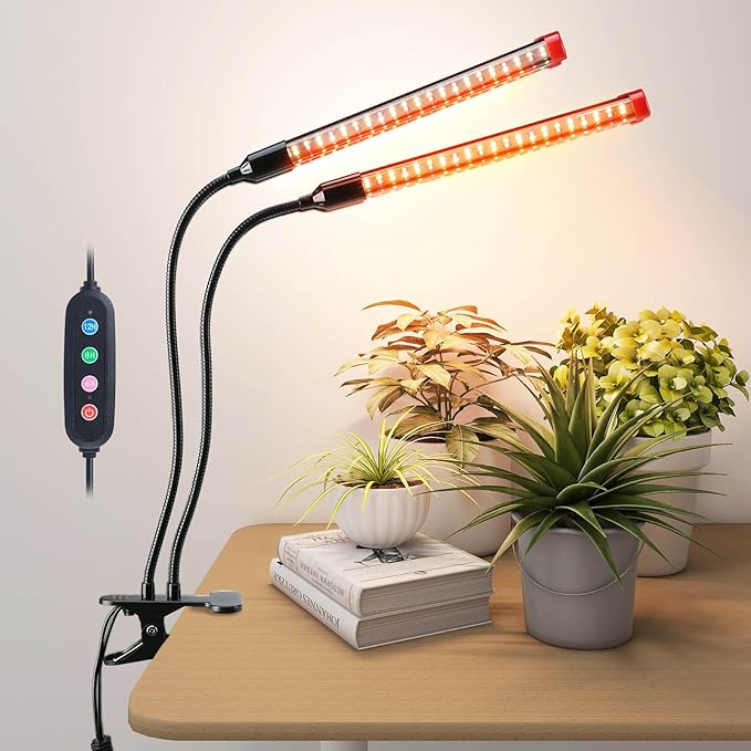 Clip Grow Lights for Seed Starting Seedlings with Timer, Enough Bright 18 Watt Power Home Plug, Not 5W Adapter, Small Bonsai Grow Light, Full Spectrum Plant Light for Indoor Growing