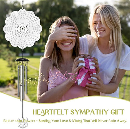 Wind Chimes with Angel Wind Spinner, Outdoor Garden Decor Wind Spinner, Gifts for Women, Mom, Retirement, Teacher, Parents Birthday, Memorial Gift for Garden Porch Patio Home Decor